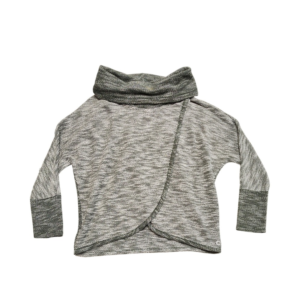 Calvin Klein Performance Cowl Neck Tulip Hem Marl Knit Sweater Gray Womens M